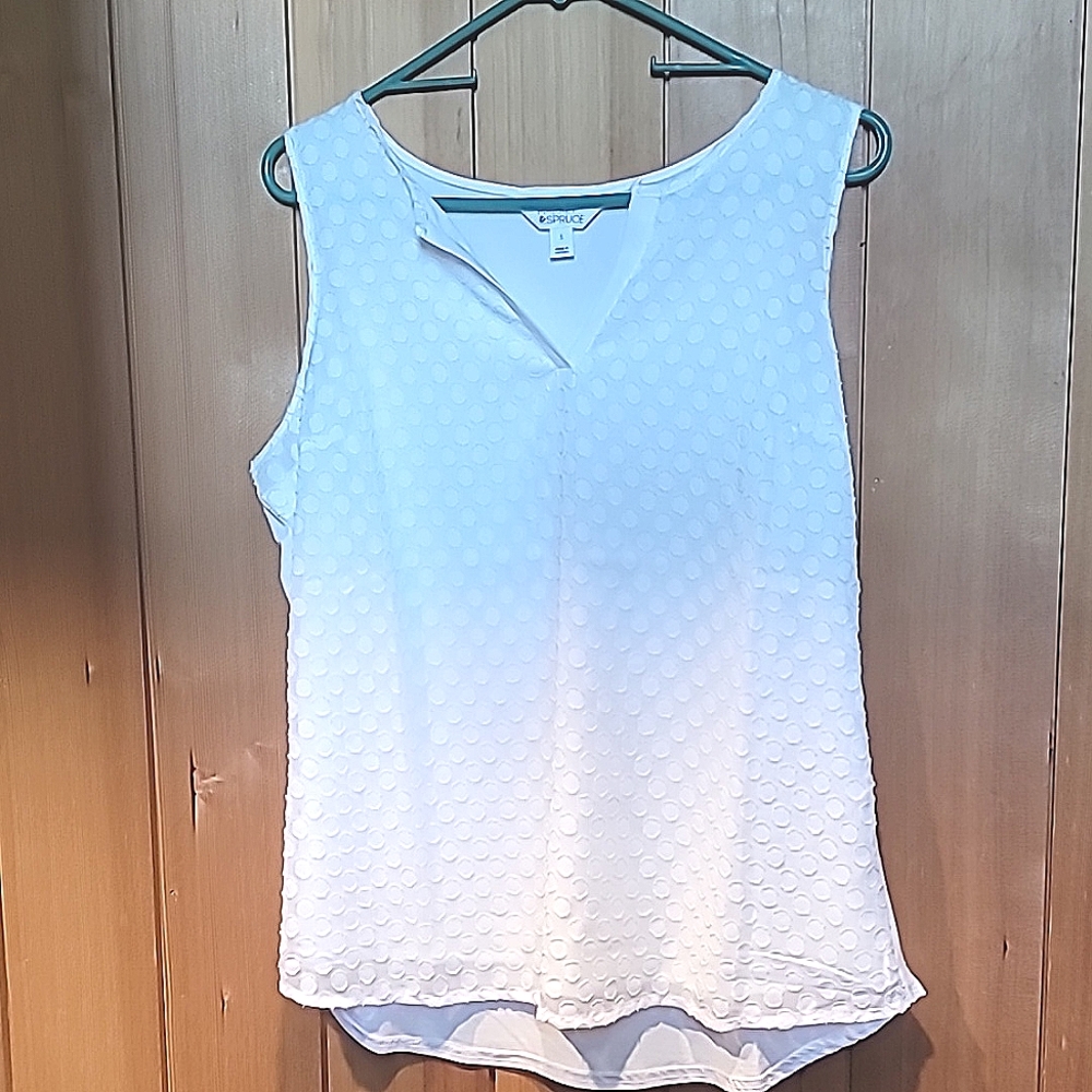 Market & Spruce Women's White Geometric Sleeveless Tank Blouse  size L